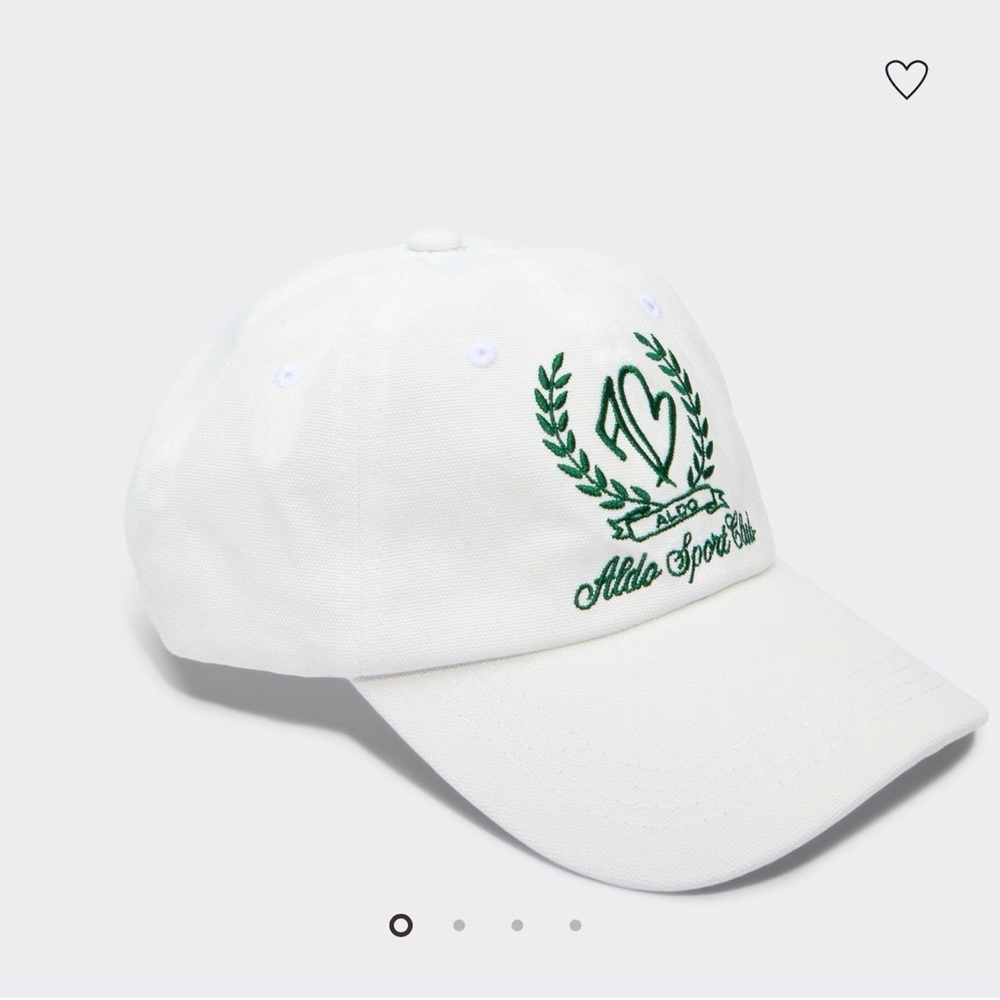 Aldo Classic White Cap with Green Embroidery